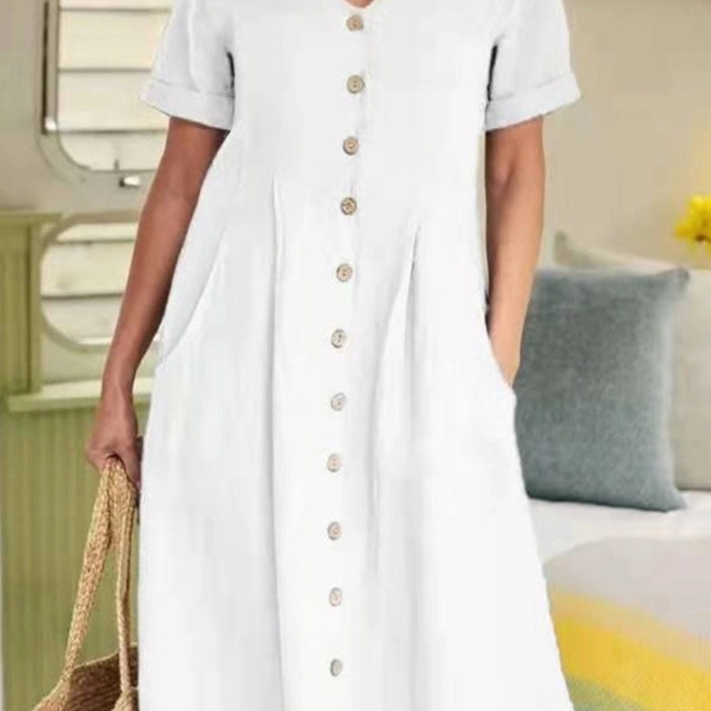 White Button-Down Dress
